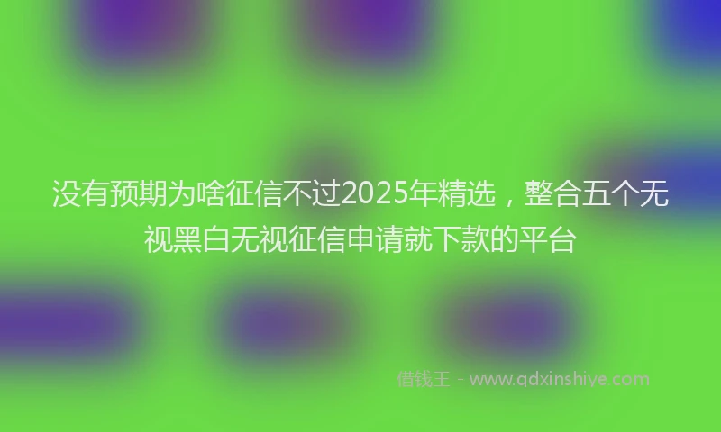 没有预期为啥征信不过2025年精选，整合五个无视黑白无视征信申请就下款的平台