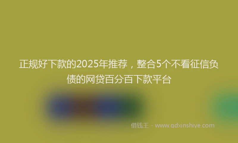 正规好下款的2025年推荐，整合5个不看征信负债的网贷百分百下款平台