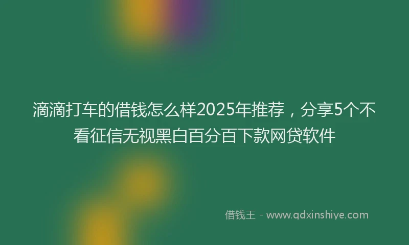 滴滴打车的借钱怎么样2025年推荐，分享5个不看征信无视黑白百分百下款网贷软件