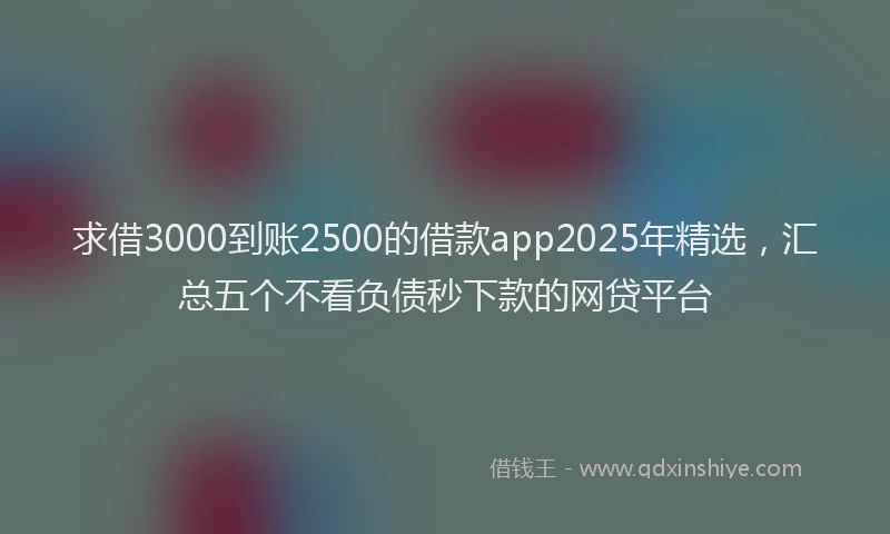 求借3000到账2500的借款app2025年精选，汇总五个不看负债秒下款的网贷平台