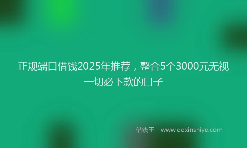 正规端口借钱2025年推荐，整合5个3000元无视一切必下款的口子