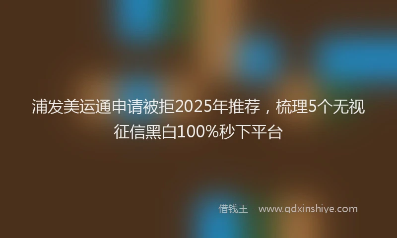 浦发美运通申请被拒2025年推荐，梳理5个无视征信黑白100%秒下平台