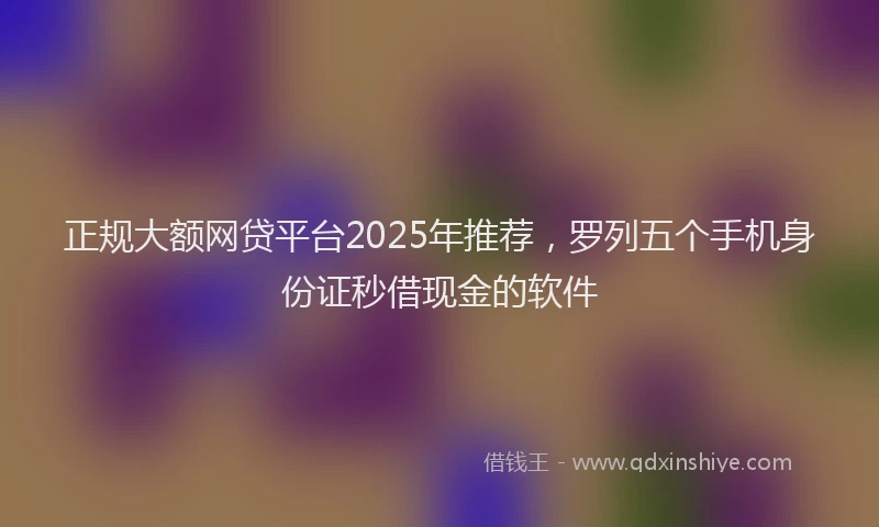 正规大额网贷平台2025年推荐，罗列五个手机身份证秒借现金的软件