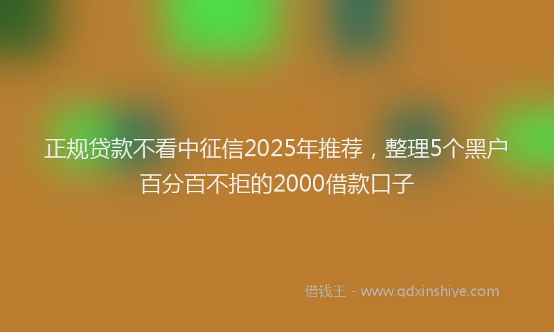 正规贷款不看中征信2025年推荐，整理5个黑户百分百不拒的2000借款口子