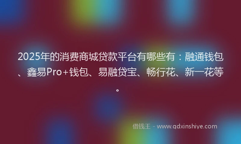 2025年的消费商城贷款平台有哪些有：融通钱包、鑫易Pro+钱包、易融贷宝、畅行花、新一花等。