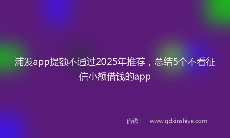 浦发app提额不通过2025年推荐，总结5个不看征信小额借钱的app