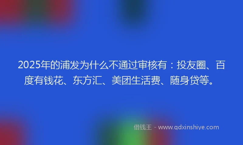 2025年的浦发为什么不通过审核有：投友圈、百度有钱花、东方汇、美团生活费、随身贷等。