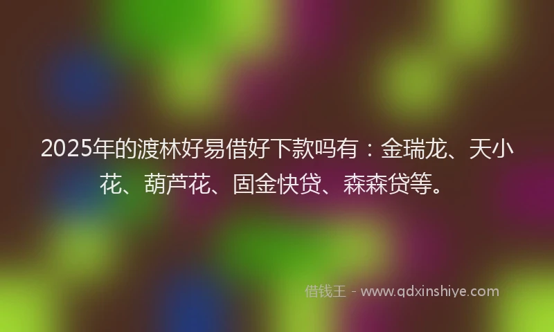 2025年的渡林好易借好下款吗有：金瑞龙、天小花、葫芦花、固金快贷、森森贷等。