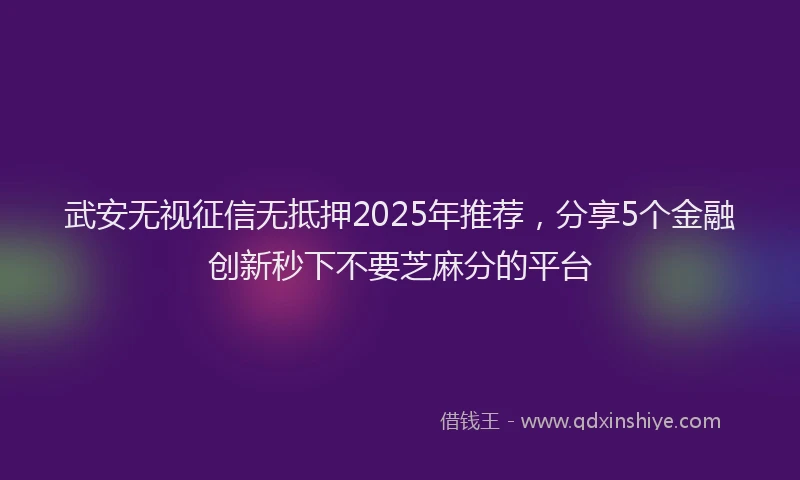 武安无视征信无抵押2025年推荐，分享5个金融创新秒下不要芝麻分的平台