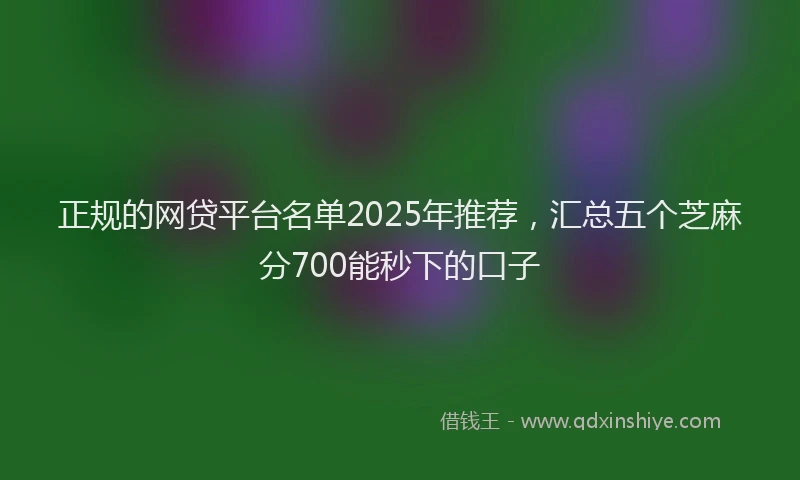 正规的网贷平台名单2025年推荐，汇总五个芝麻分700能秒下的口子