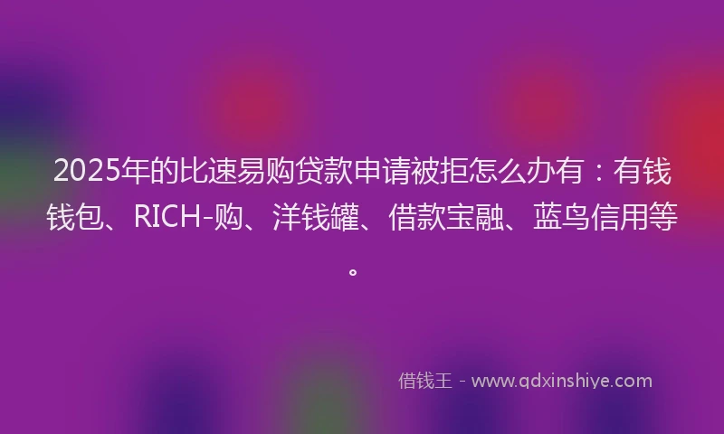 2025年的比速易购贷款申请被拒怎么办有：有钱钱包、RICH-购、洋钱罐、借款宝融、蓝鸟信用等。