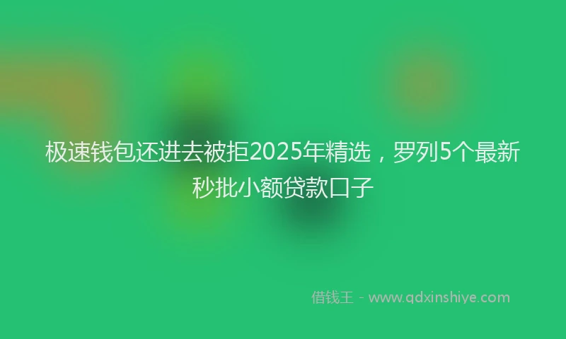 极速钱包还进去被拒2025年精选，罗列5个最新秒批小额贷款口子