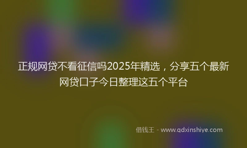 正规网贷不看征信吗2025年精选，分享五个最新网贷口子今日整理这五个平台
