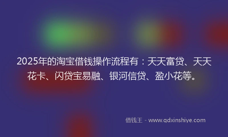 2025年的淘宝借钱操作流程有：天天富贷、天天花卡、闪贷宝易融、银河信贷、盈小花等。