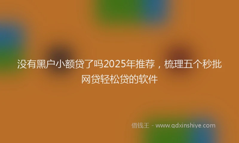 没有黑户小额贷了吗2025年推荐，梳理五个秒批网贷轻松贷的软件
