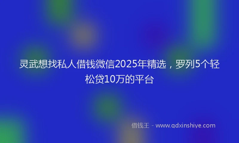 灵武想找私人借钱微信2025年精选，罗列5个轻松贷10万的平台