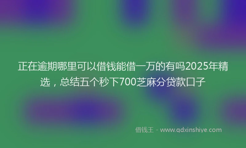正在逾期哪里可以借钱能借一万的有吗2025年精选，总结五个秒下700芝麻分贷款口子