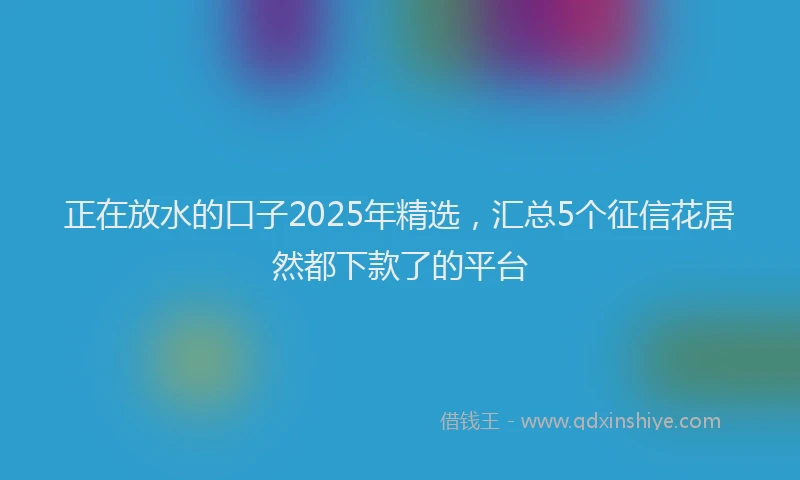 正在放水的口子2025年精选，汇总5个征信花居然都下款了的平台