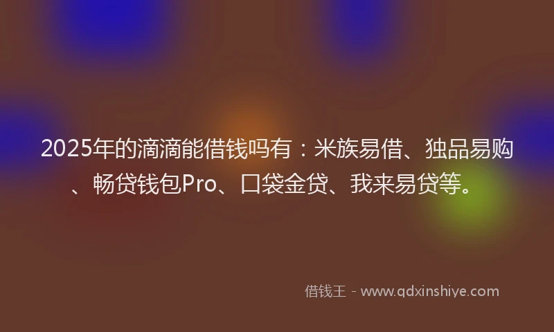 2025年的滴滴能借钱吗有：米族易借、独品易购、畅贷钱包Pro、口袋金贷、我来易贷等。
