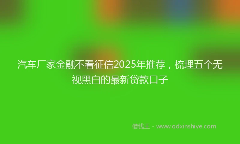 汽车厂家金融不看征信2025年推荐，梳理五个无视黑白的最新贷款口子