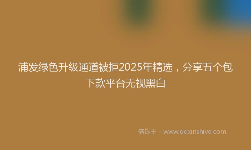 浦发绿色升级通道被拒2025年精选，分享五个包下款平台无视黑白