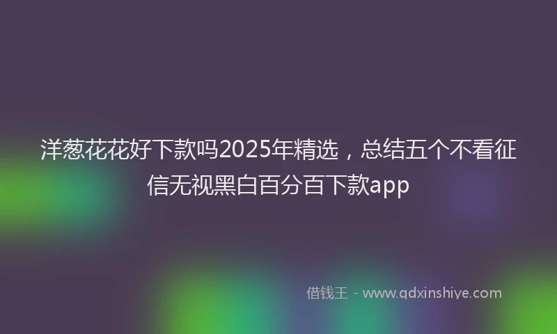 洋葱花花好下款吗2025年精选，总结五个不看征信无视黑白百分百下款app