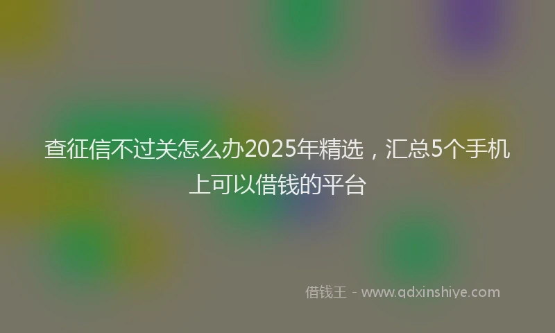 查征信不过关怎么办2025年精选，汇总5个手机上可以借钱的平台