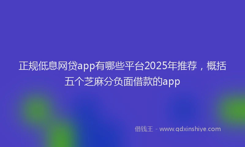 正规低息网贷app有哪些平台2025年推荐，概括五个芝麻分负面借款的app