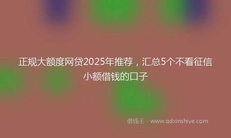 正规大额度网贷2025年推荐，汇总5个不看征信小额借钱的口子