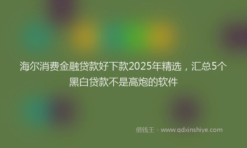 海尔消费金融贷款好下款2025年精选，汇总5个黑白贷款不是高炮的软件