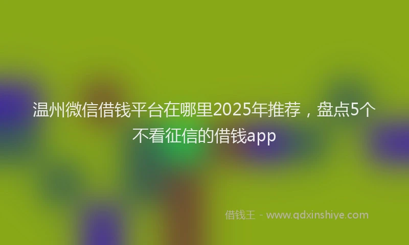 温州微信借钱平台在哪里2025年推荐，盘点5个不看征信的借钱app