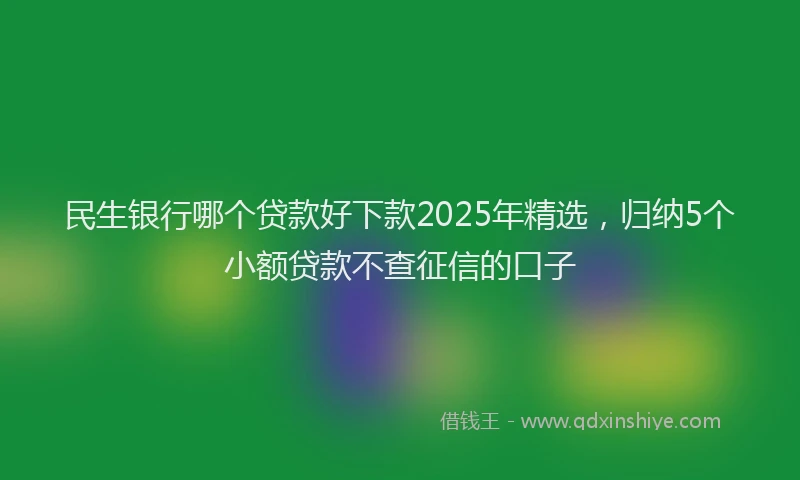 民生银行哪个贷款好下款2025年精选，归纳5个小额贷款不查征信的口子
