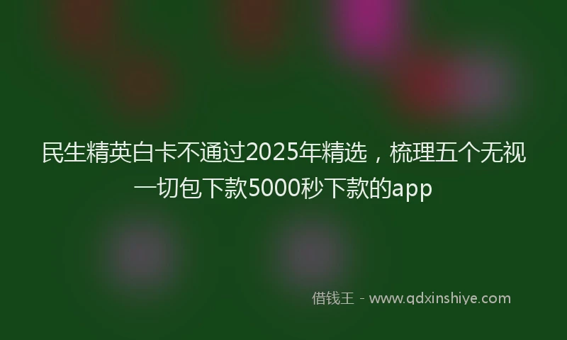 民生精英白卡不通过2025年精选，梳理五个无视一切包下款5000秒下款的app