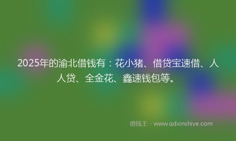 2025年的渝北借钱有：花小猪、借贷宝速借、人人贷、全金花、鑫速钱包等。