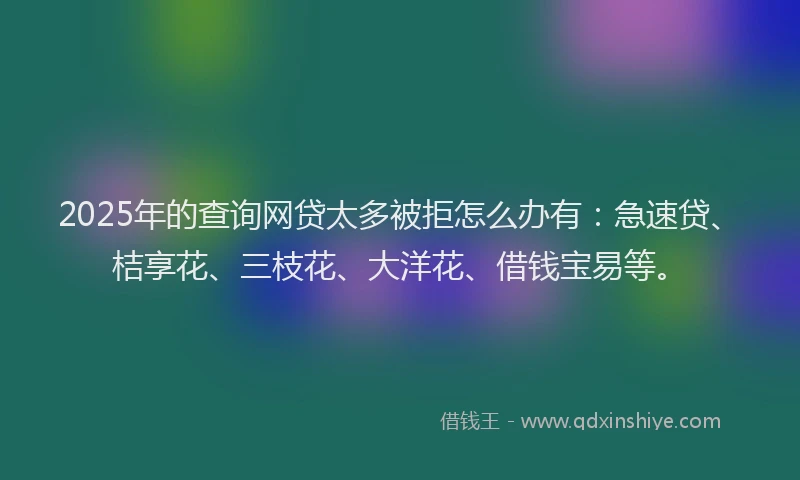 2025年的查询网贷太多被拒怎么办有：急速贷、桔享花、三枝花、大洋花、借钱宝易等。