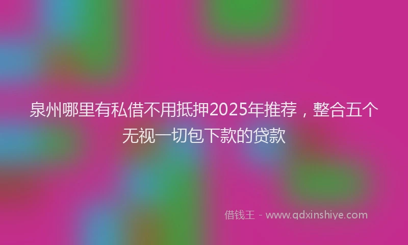 泉州哪里有私借不用抵押2025年推荐，整合五个无视一切包下款的贷款
