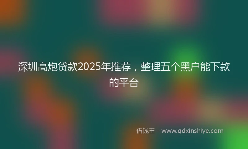 深圳高炮贷款2025年推荐，整理五个黑户能下款的平台