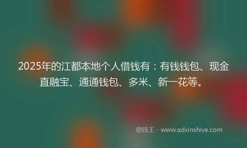2025年的江都本地个人借钱有：有钱钱包、现金直融宝、通通钱包、多米、新一花等。