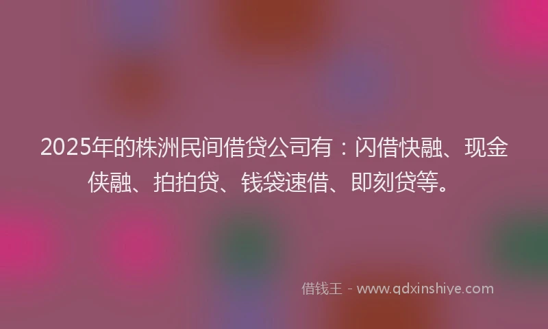 2025年的株洲民间借贷公司有：闪借快融、现金侠融、拍拍贷、钱袋速借、即刻贷等。