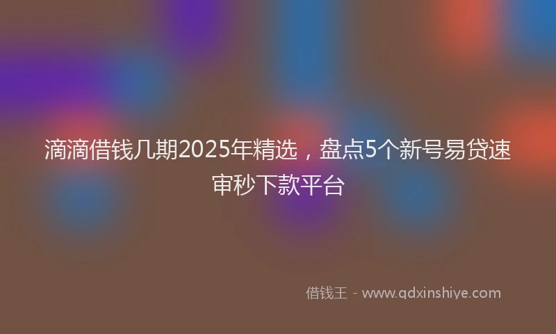 滴滴借钱几期2025年精选，盘点5个新号易贷速审秒下款平台