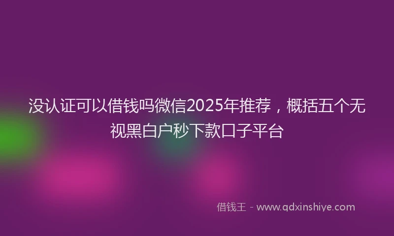 没认证可以借钱吗微信2025年推荐，概括五个无视黑白户秒下款口子平台
