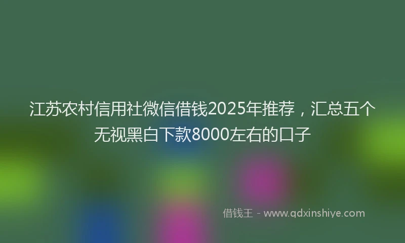 江苏农村信用社微信借钱2025年推荐，汇总五个无视黑白下款8000左右的口子