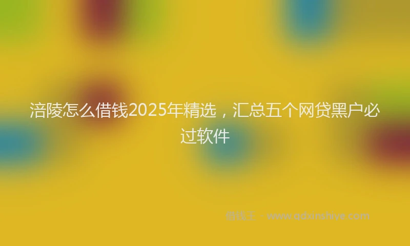 涪陵怎么借钱2025年精选，汇总五个网贷黑户必过软件