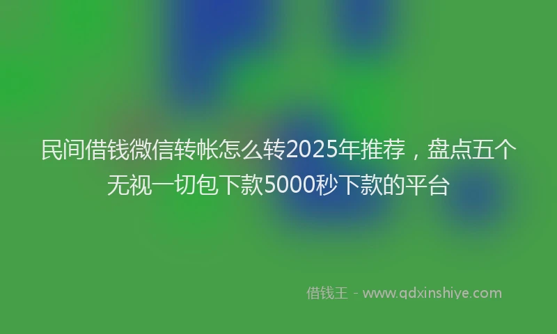 民间借钱微信转帐怎么转2025年推荐，盘点五个无视一切包下款5000秒下款的平台