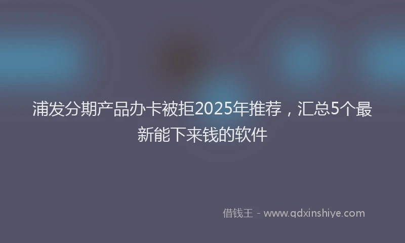 浦发分期产品办卡被拒2025年推荐，汇总5个最新能下来钱的软件