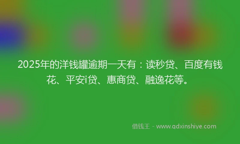 2025年的洋钱罐逾期一天有：读秒贷、百度有钱花、平安i贷、惠商贷、融逸花等。