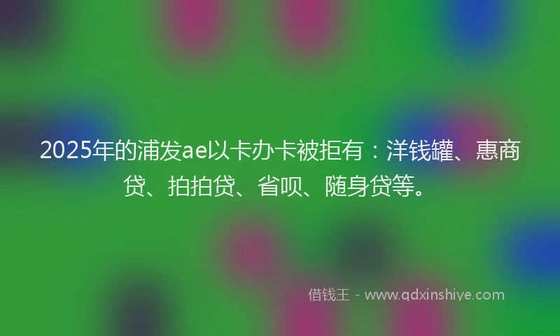 2025年的浦发ae以卡办卡被拒有：洋钱罐、惠商贷、拍拍贷、省呗、随身贷等。