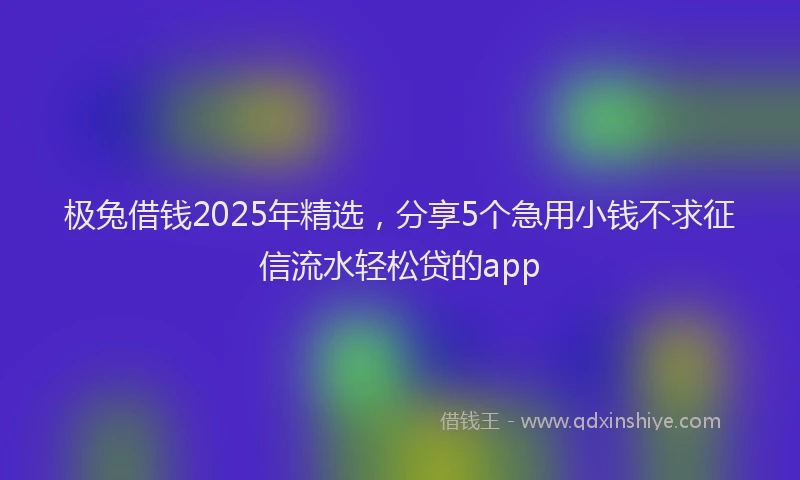 极兔借钱2025年精选，分享5个急用小钱不求征信流水轻松贷的app