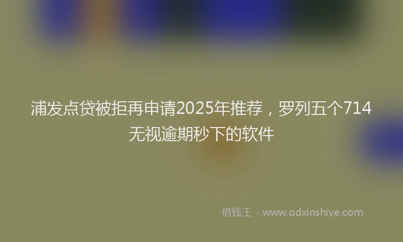 浦发点贷被拒再申请2025年推荐，罗列五个714无视逾期秒下的软件