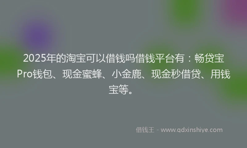 2025年的淘宝可以借钱吗借钱平台有：畅贷宝Pro钱包、现金蜜蜂、小金鹿、现金秒借贷、用钱宝等。